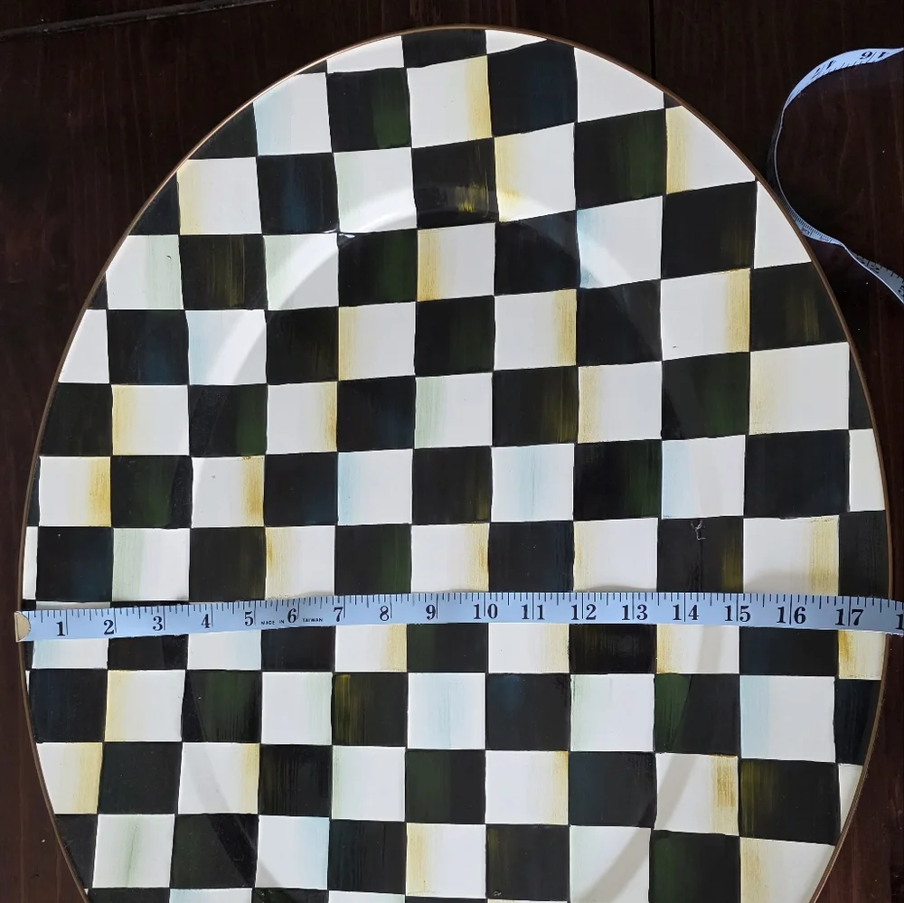 Courtly Check Enamel Oval Platter - Large - Picture 5 of 6